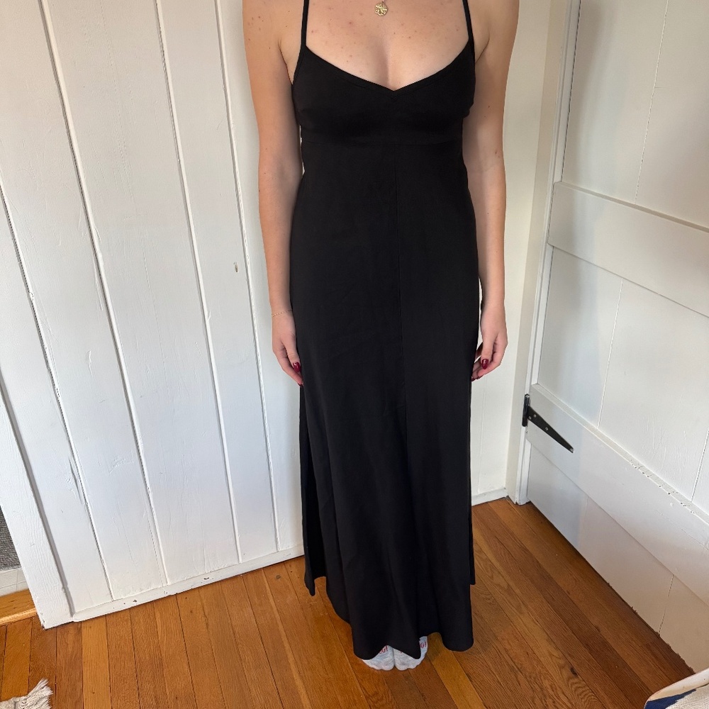 Theory Long Black Linen Dress